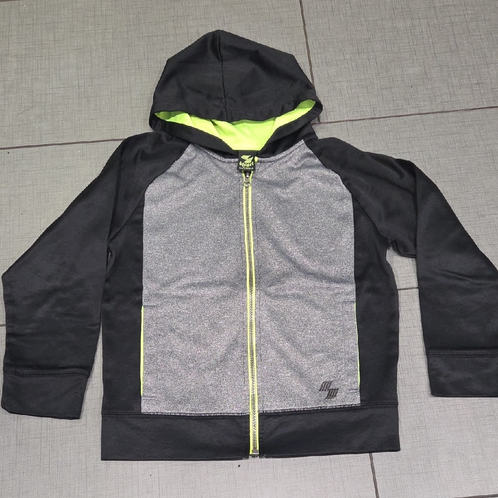 The Children's Place Black and Gray Hoodie with Neon Accents M 7/8